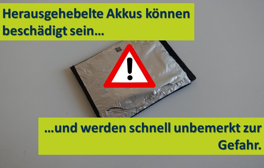REPEDIA empfiehlt: Stark verklebte Akkus, die sich schwer entfernen lassen, nicht wiederverwenden