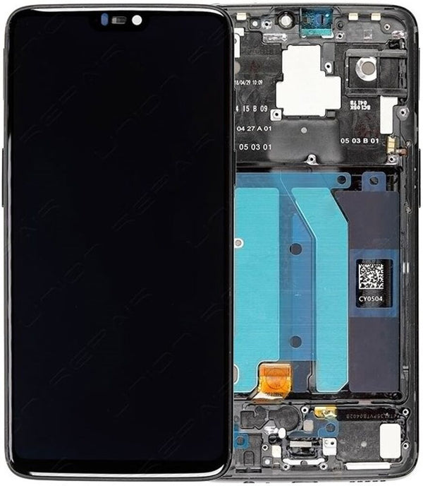 OnePlus 6 (A6003) - Display LCD Touchscreen + Rahmen Schwarz Glänzend Original/Neu (Service)
