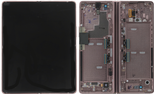 Samsung SM-F916B Galaxy Z Fold2 5G - Display LCD + Touchscreen (Blue Hinge) Mystic Bronze Original/Neu (Service)