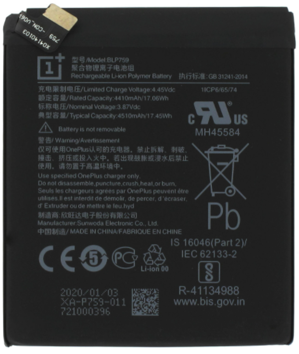 OnePlus 8 Pro (IN2023) - Akku Li-Ion-Polymer BLP759  Original/Neu (Service)