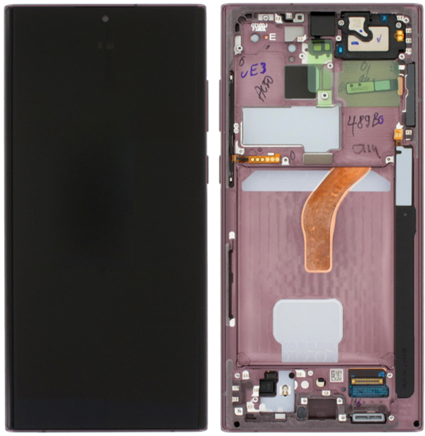 Samsung SM-S908B Galaxy S22 Ultra 5G - Display LCD Touchscreen + Rahmen Burgundy Original/Neu (Service)