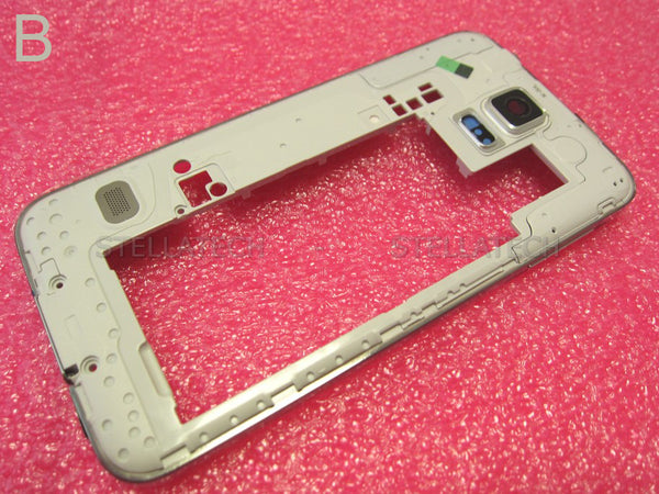 Samsung S5 Mittel Cover / Gehäuse + Kamera Glas Weiss