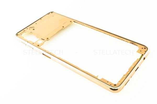 Samsung SM-A750FN/DS Galaxy A7 (2018) - Mittel Cover / Mittel-Gehäuse incl. Volume-Keys Gold