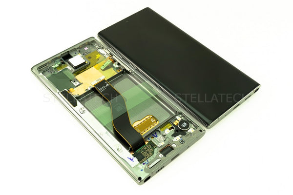 Samsung Note 10 Ersatz-Display + Rahmen Aura Glow Silber