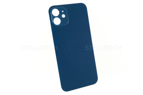 Apple iPhone 12 Akkudeckel / Rückseite aus Glas ohne Logo Big Hole Blau