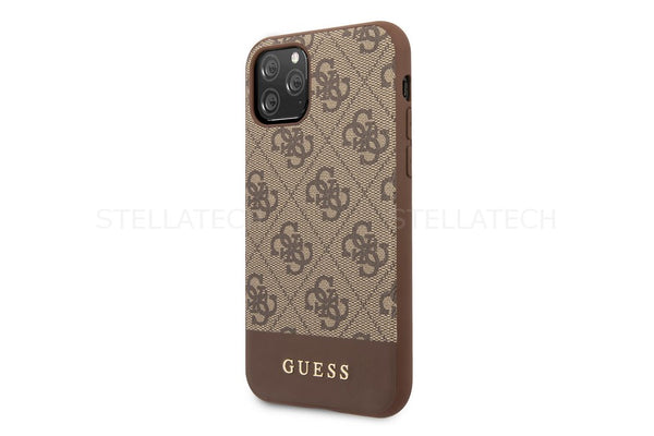 Apple GUESS Hülle für Apple iPhone 11 mit Saffiano Guess Muster in Braun