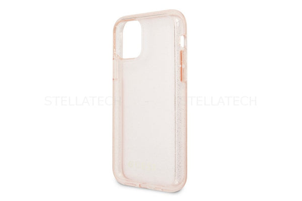 Apple GUESS Hülle für Apple iPhone 11 Pro Transparent Rosé Glitter