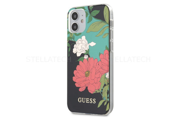 Apple GUESS Hülle für Apple iPhone 12 Mini N°1 Flower Kollektion in Schwarz