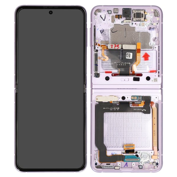 Ersatz-Display Samsung SM-F711B Galaxy Z Flip3 5G LCD Touchscreen + Rahmen (inkl. Cam) Lavendel