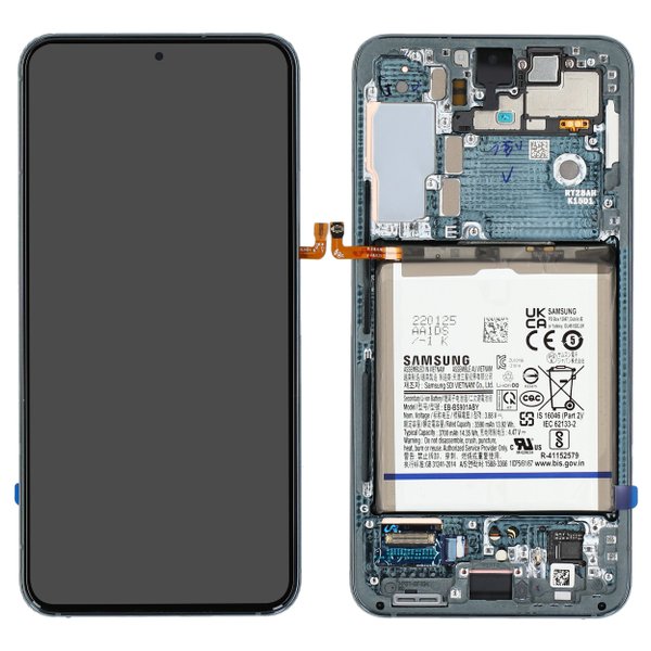 Samsung S22 5G Ersatz-Display + Rahmen/mit Akku Grün