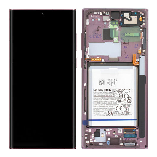 Samsung SM-S908B Galaxy S22 Ultra 5G - Display LCD Touchscreen + Rahmen/mit Akku Burgundy Original/Neu (Service)