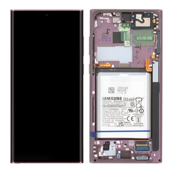 Samsung SM-S908B Galaxy S22 Ultra 5G - Display LCD Touchscreen + Rahmen/mit Akku Burgundy Original/Neu (Service)