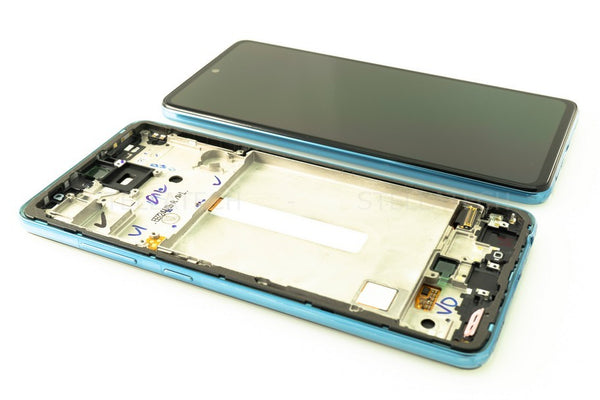 Samsung A52 5G Ersatz-Display + Rahmen/ohne Akku Awesome Blau