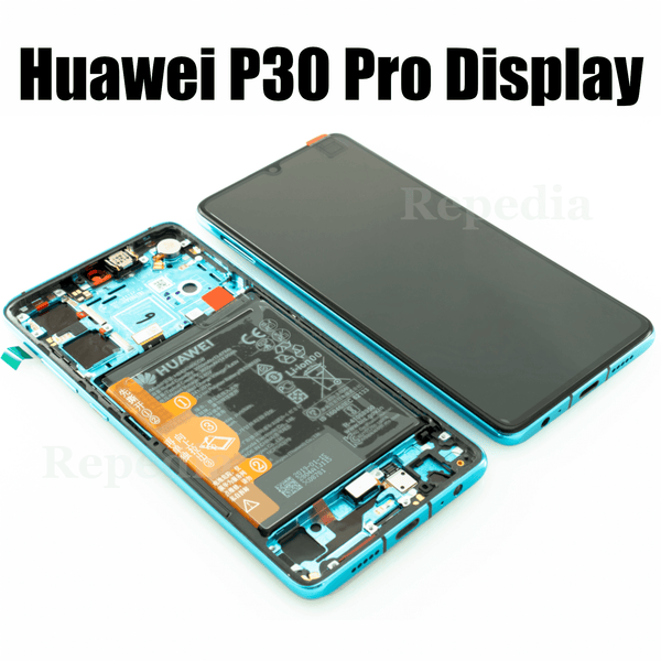 Ersatz-Display Huawei P30 Pro (VOG-L29) LCD Touchscreen + Rahmen/Akku + Fingersensor Aurora