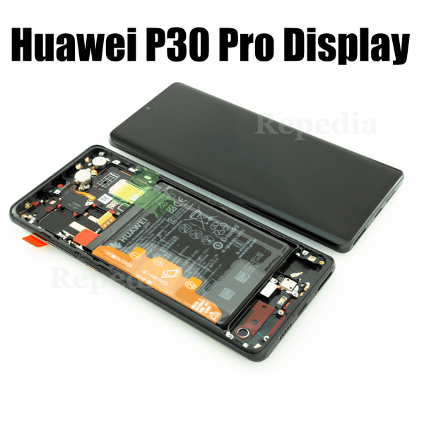 Ersatz-Display Huawei P30 Pro (VOG-L29) LCD Touchscreen + Rahmen/Akku + Fingersensor Schwarz
