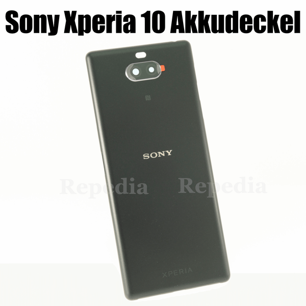 Sony Xperia 10 Dual (I4113) - Akkudeckel / Batterie Cover + Kamera Glas Schwarz